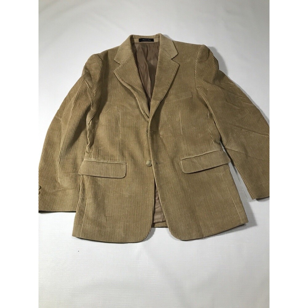 Chaps Denim Youth 14r Corduroy Blazer Jacket Tan Collared Preppy